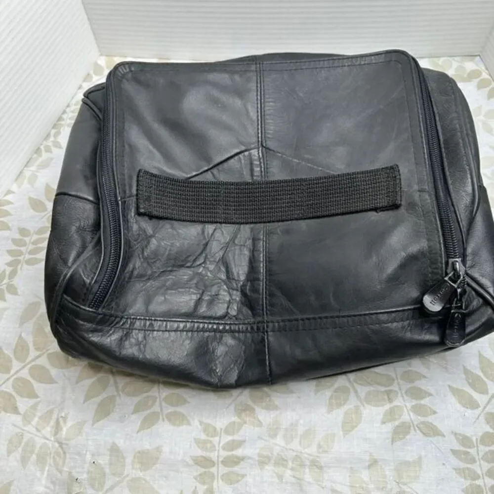 Carroll 2 Piece Leather‎ Motorcycle Backpack RUCKSACK Black And Bonus Bag Large